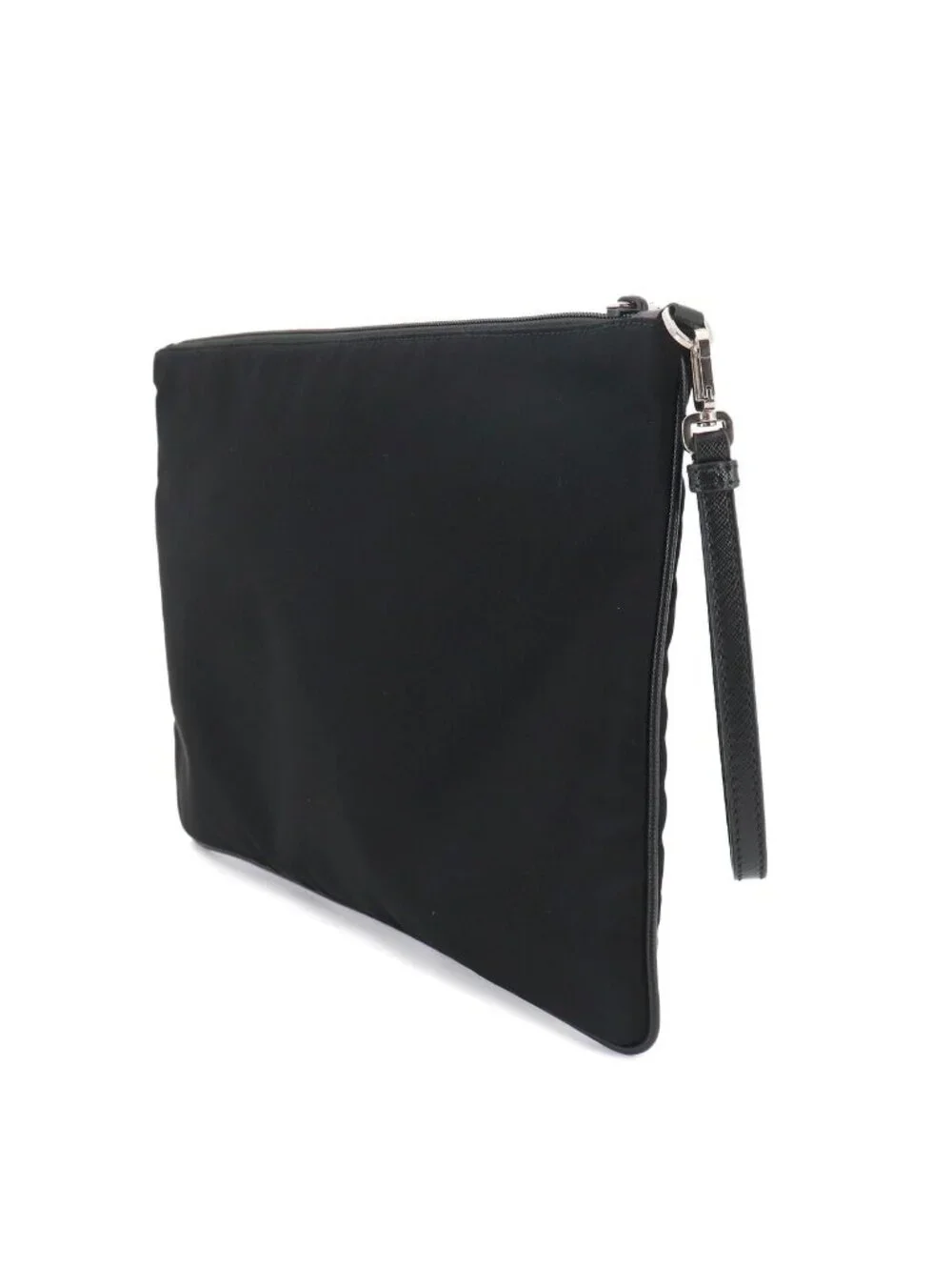 Prada Clutch Nylon Saffiano Leather Black